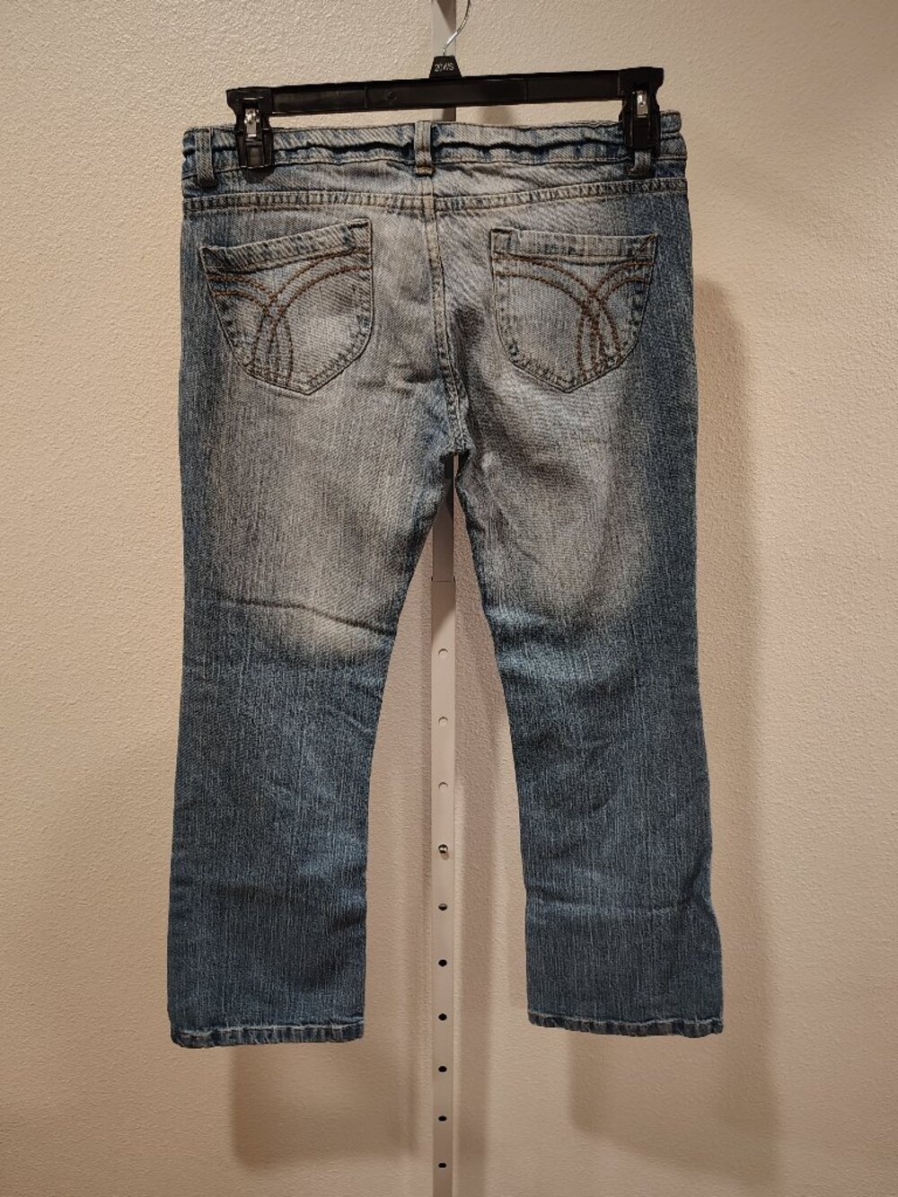 Outlooks Junior's Bootcut Jeans Size 13 Light Wash Whiskered Wash Y2K Zip Fly